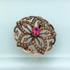 Picture of Victorian Era 14K Gold, Seed Pearl & Natural Ruby Flower Brooch/Pendant