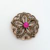 Picture of Victorian Era 14K Gold, Seed Pearl & Natural Ruby Flower Brooch/Pendant