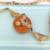 Picture of Early Art Deco Butterscotch Bakelite, Glass Bead & Gilt Brass Necklace