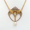 Picture of Rare Art Nouveau 14K Gold, Sapphire, Diamond, Moonstone & Freshwater Pearl Bird Shaped Necklace