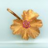 Picture of Vintage 18K Italian Gold Leaf Brooch With Six 2Mm Pink Sapphires