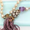 Picture of 1950'S Miriam Haskell Necklace & Earring Set With Glass Pearls, Seed Beads, Amethysts & Clear Rhinestones