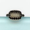 Picture of Antique Georgian Era 6K Gold, Black Melanite Garnet & Hair Mourning Ring