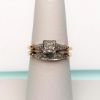 Picture of Vintage 1950'S 14K Yellow & White Gold & Diamond Engagement Ring & Wedding Band Set