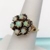 Picture of Antique 14K Gold & White Opal Cluster Ring With Black Enamel Accents