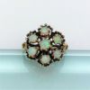 Picture of Antique 14K Gold & White Opal Cluster Ring With Black Enamel Accents