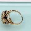 Picture of Antique 14K Gold & White Opal Cluster Ring With Black Enamel Accents