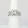 Picture of 14k White Gold, Square Brilliant Cut & Diamond Cluster Accented Engagement Ring