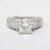 Picture of 14k White Gold, Square Brilliant Cut & Diamond Cluster Accented Engagement Ring