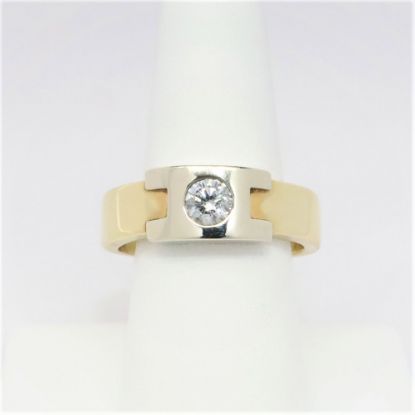 Picture of 14K Yellow Gold Round Brilliant Cut Solitaire Diamond Ring