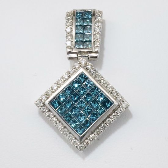 Picture of 14K White Gold 2.29 CT Diamond & Blue Diamond Pendant