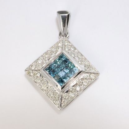 Picture of 14K White Gold 1.00 CT Diamond & Blue Diamond Pendant 