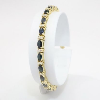 Picture of 14K Yellow Gold Blue Sapphire & Diamond Bracelet