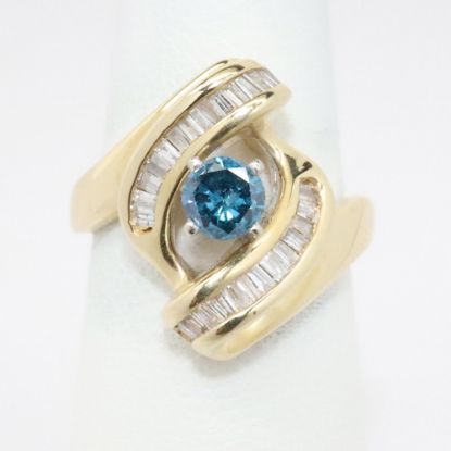 Picture of 14K Yellow Gold Blue & White Diamond Fashion Ring