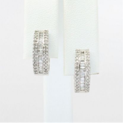 Picture of 14K White Gold 1.00 CT Diamond Hoop Earrings