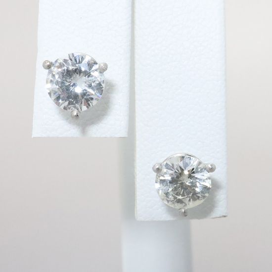 Picture of Platinum Diamond Solitaire Stud Earrings