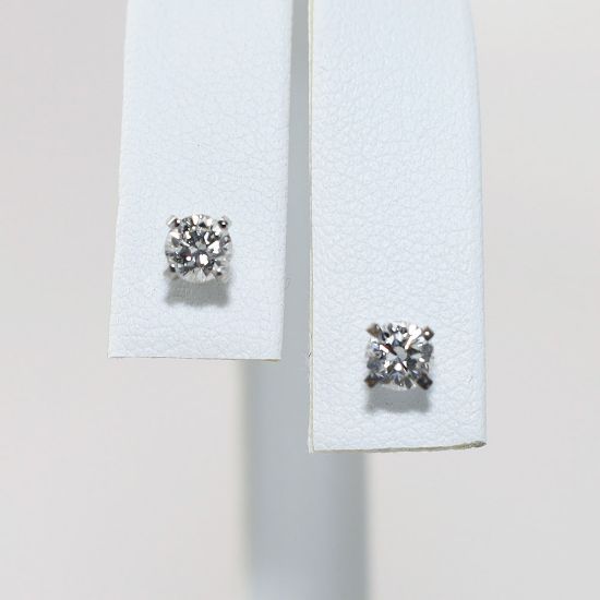 Picture of 14K White Gold Diamond Solitaire Stud Earrings