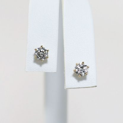 Picture of 14K Yellow Gold Diamond Solitaire Stud Earrings
