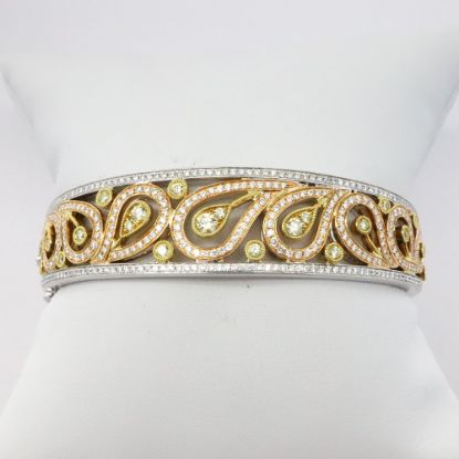 Picture of Simon G. 18K Tri Tone Gold Paisley Diamond Bangle Bracelet