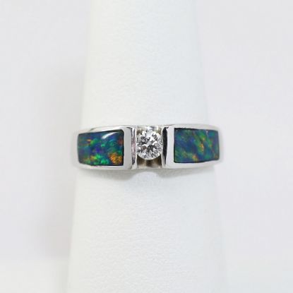 Picture of 14K White Gold Diamond & Inlaid Opal Fashion Ring