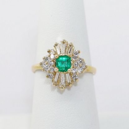 Picture of 14K Yellow Gold Emerald & Diamond Ring