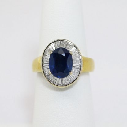 Picture of 18K Yellow Gold Oval Sapphire & Diamond Accented Ring