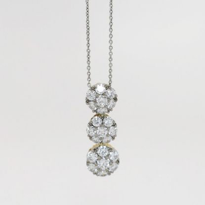 Picture of 18K Two Tone Gold Diamond Cluster Drop Pendant Necklace