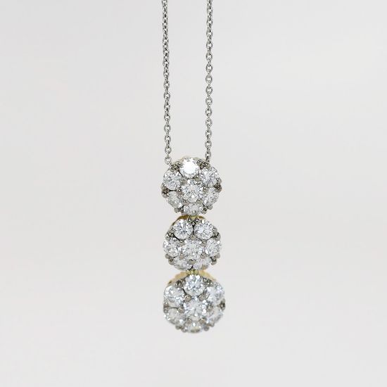 Picture of 18K Two Tone Gold Diamond Cluster Drop Pendant Necklace