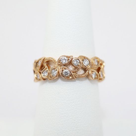 Picture of Neil Lane 14K Rose Gold Diamond Floral Wedding Band Ring