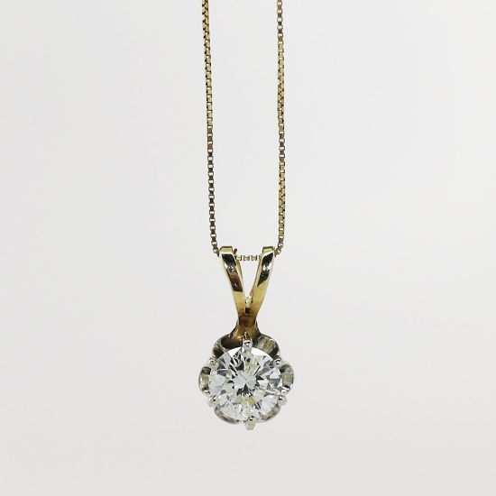 Picture of 14K Two Tone Gold Diamond Solitaire Pendant