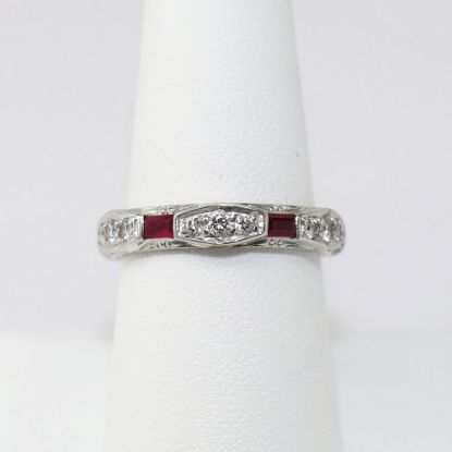 Picture of 18K White Gold Diamond & Ruby Band