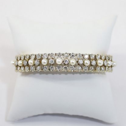 Picture of 14K Yellow Gold Cultured Pearl & Diamond Bracelet