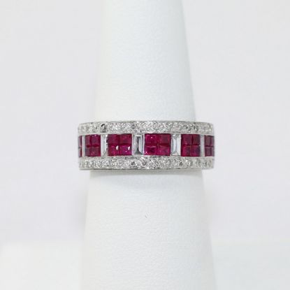 Picture of LeVian 14K White Gold Ruby & Diamond Band Fashion Ring