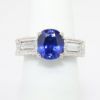Picture of 18K White Gold Cushion Cut Solitaire Sapphire & Diamond Accented Ring