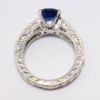 Picture of 18K White Gold Cushion Cut Solitaire Sapphire & Diamond Accented Ring