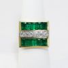 Picture of 18k Yellow Gold & Platinum Emerald & Diamond Large Rectangular Fashion Ring