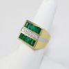 Picture of 18k Yellow Gold & Platinum Emerald & Diamond Large Rectangular Fashion Ring