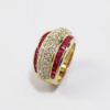 Picture of Wide 14K Yellow Gold Diamond & Ruby Fashion Ring