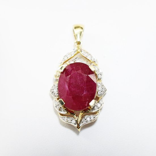 Picture of 14K Yellow Gold Diamond & Composite Ruby Pendant