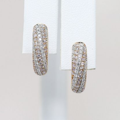 Picture of 18K Rose Gold Pink & White Diamond Hoop Earrings