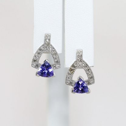 Picture of 14K White Gold Triangular Tanzanite & Diamond Earrings 