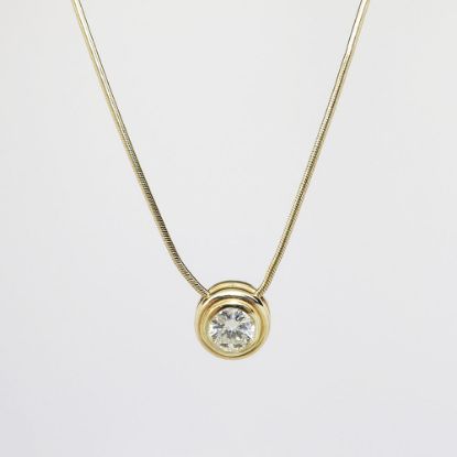 Picture of 14K Yellow Gold Bezel Set Diamond Solitaire Necklace
