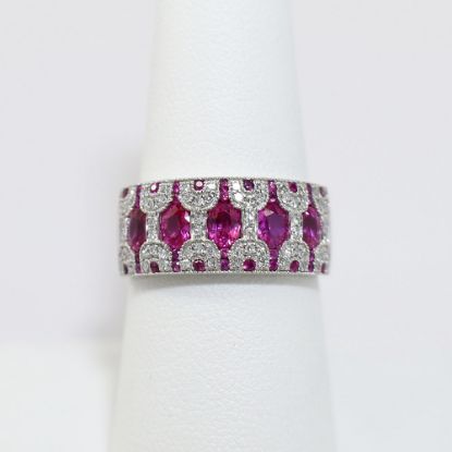 Picture of 14K White Gold Sapphire & Diamond Band 