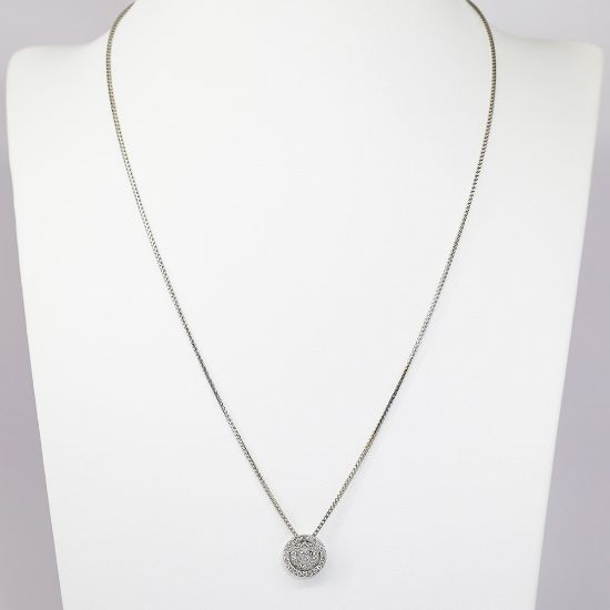 Picture of 14K White Gold Double Halo Diamond Pendant Necklace