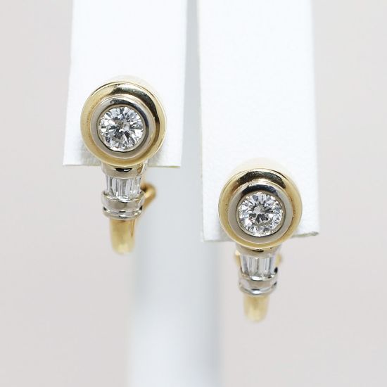 Picture of 14K Two Tone Gold Diamond Drop Earrings