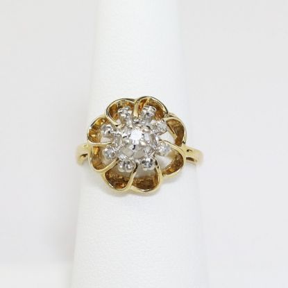 Picture of 14K Yellow Gold Diamond Flower Fashion Ring