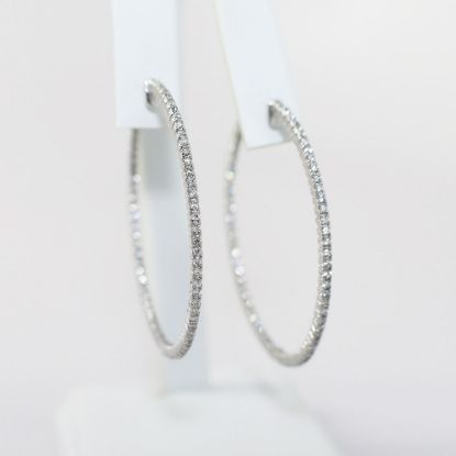 Picture of 14K White Gold Diamond Hoop Earrings