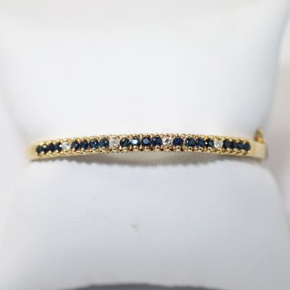 Picture of 14K Yellow Gold Sapphire & Diamond Bangle Bracelet