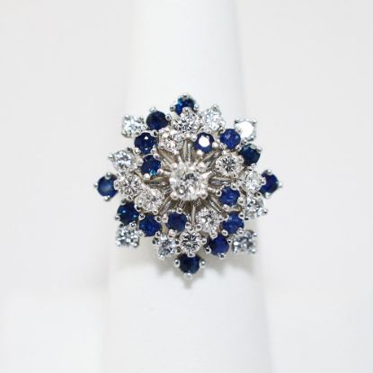 Picture of 14K White Gold Diamond & Sapphire Cocktail Ring