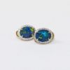Picture of 14K Yellow Gold Boulder Opal & Diamond Earrings